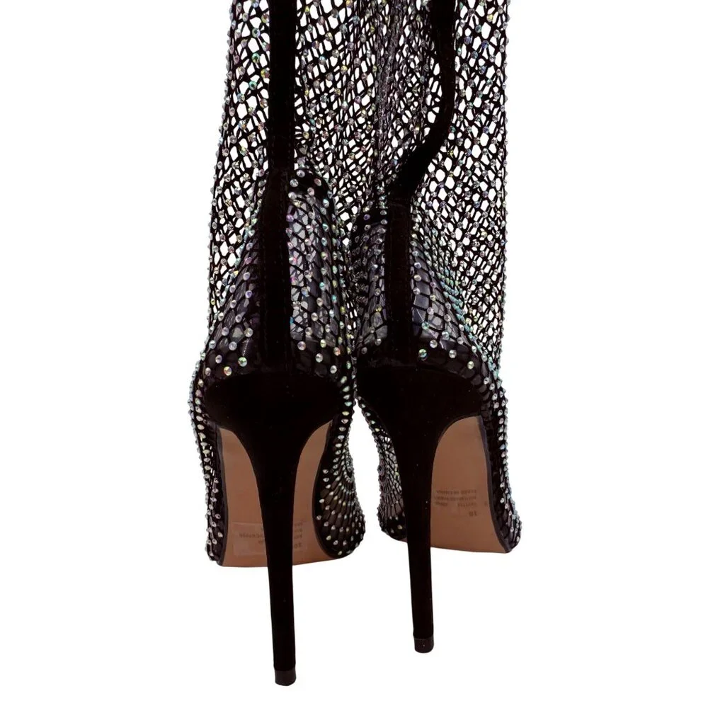 NIB Rhinestone Embellished Over-The-Knee Super Stretch Pointed Toe Stiletto Heel - Picture 8 of 16